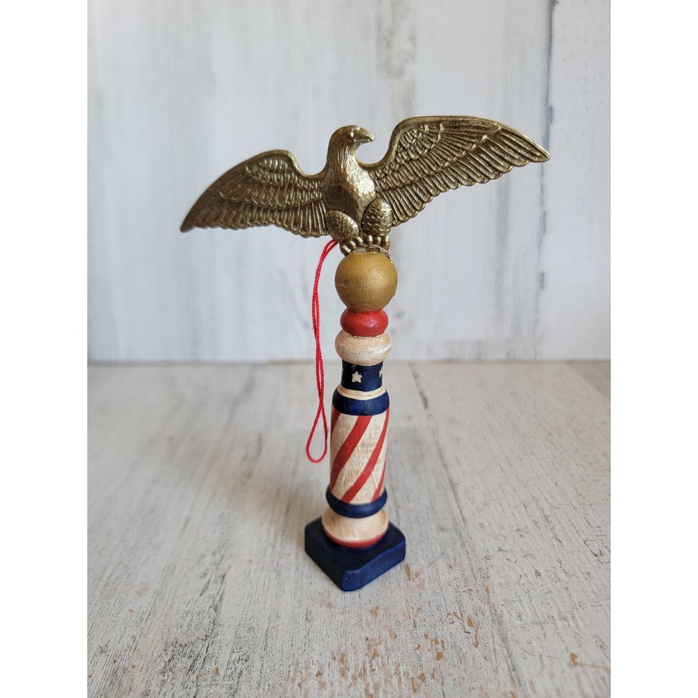 Vintage unique USA totem eagle pole ornament Xmas American flag bird home